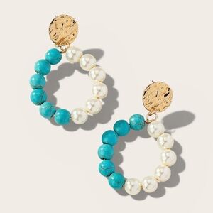 Pearl and Turquoise Beaded Earrings